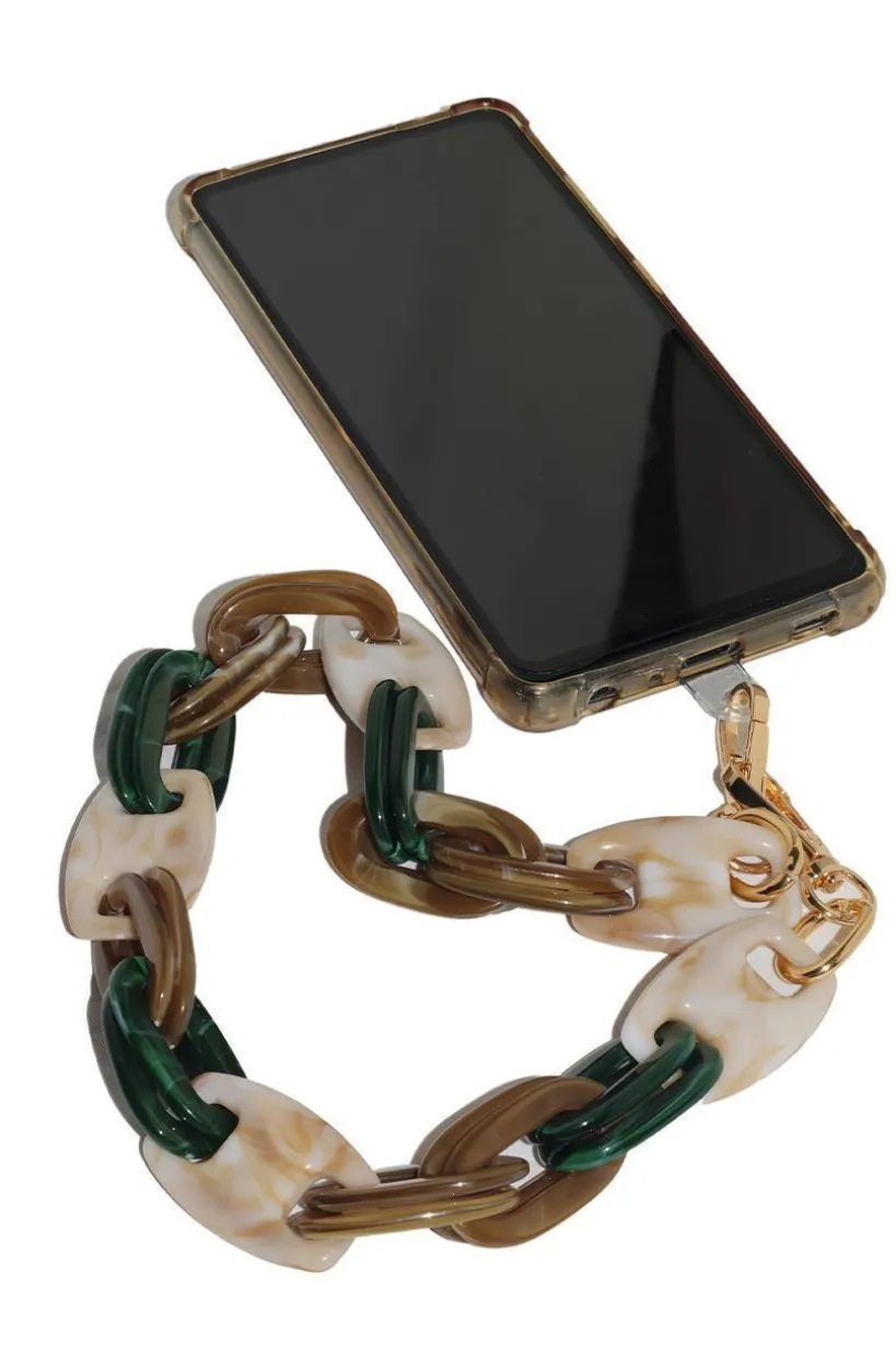 Acrylic Chain Phone Strap - Brown Mix by Goddiva Accessories