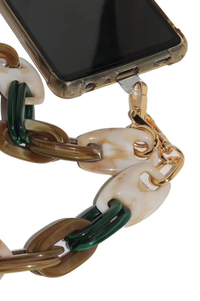 Acrylic Chain Phone Strap - Brown Mix by Goddiva Accessories