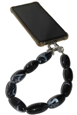 Acrylic Gemstone Phone Strap - Black by Goddiva Accessories
