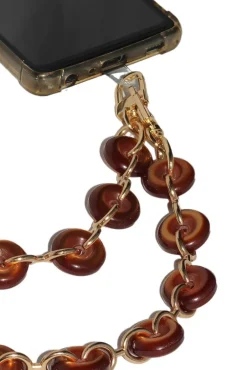 Acrylic Metal Chain Phone Strap - Brown by Goddiva Accessories