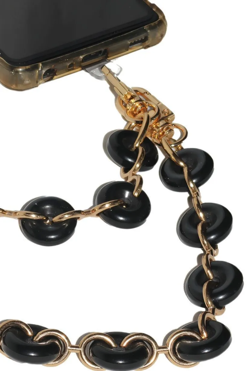 Acrylic Metal Chain Phone Strap - Black by Goddiva Accessories