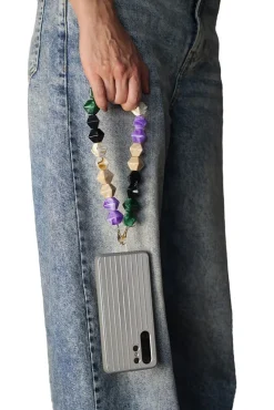 Acrylic Rhombohedral Crystal Phone Strap - Multicolour Green by Goddiva Accessories