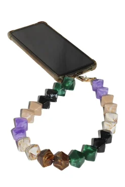 Acrylic Rhombohedral Crystal Phone Strap - Multicolour Green by Goddiva Accessories