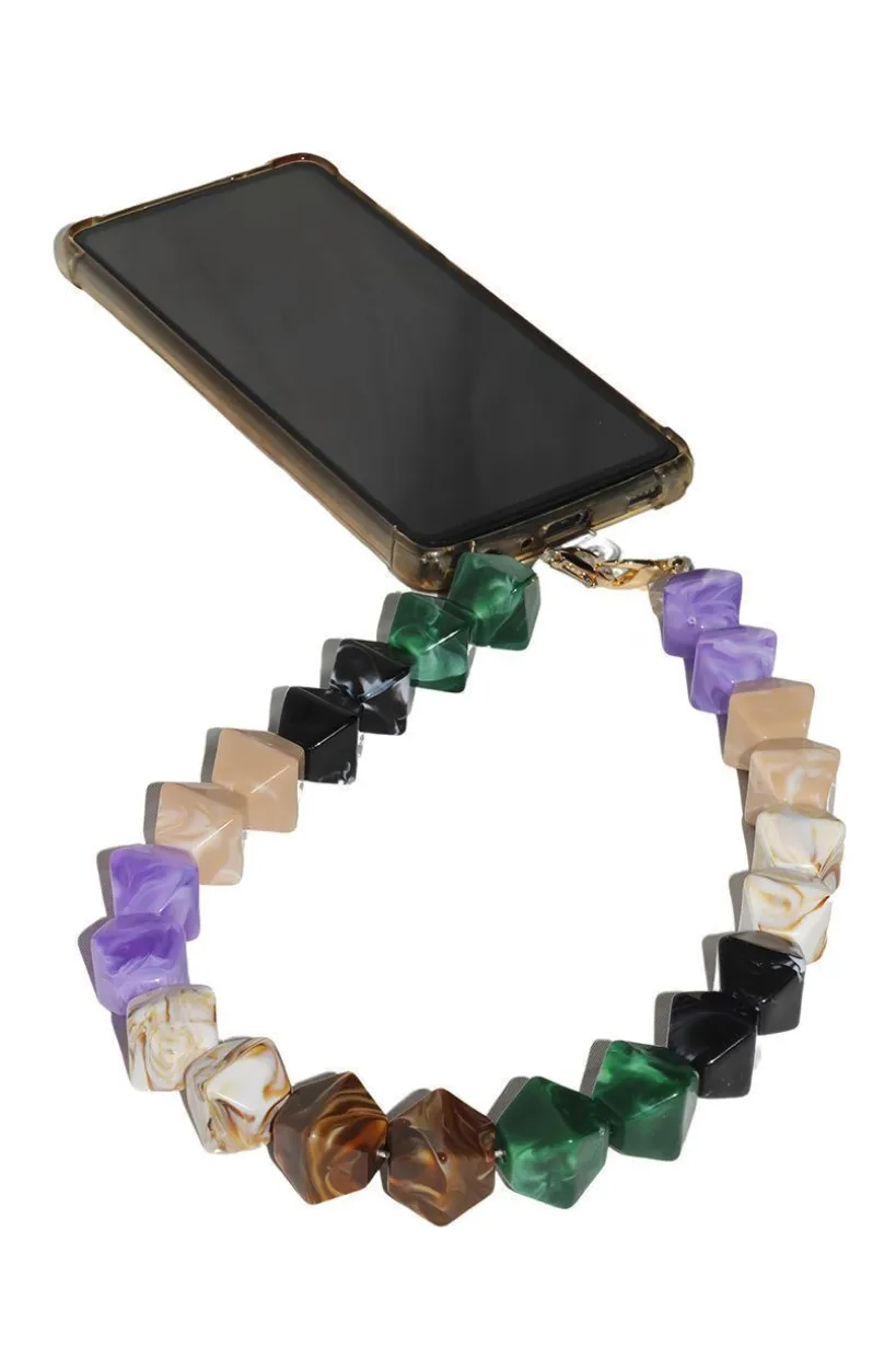 Acrylic Rhombohedral Crystal Phone Strap - Multicolour Green by Goddiva Accessories