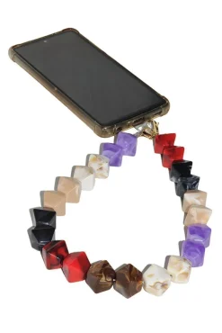 Acrylic Rhombohedral Crystal Phone Strap - Multicolour Red by Goddiva Accessories