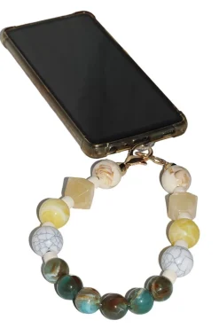 Acrylic Rhombohedral Crystal & Ball Phone Strap - Multicolour by Goddiva Accessories
