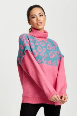 Animal Pattern Roll Neck Jumper by Liquorish