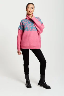 Animal Pattern Roll Neck Jumper by Liquorish