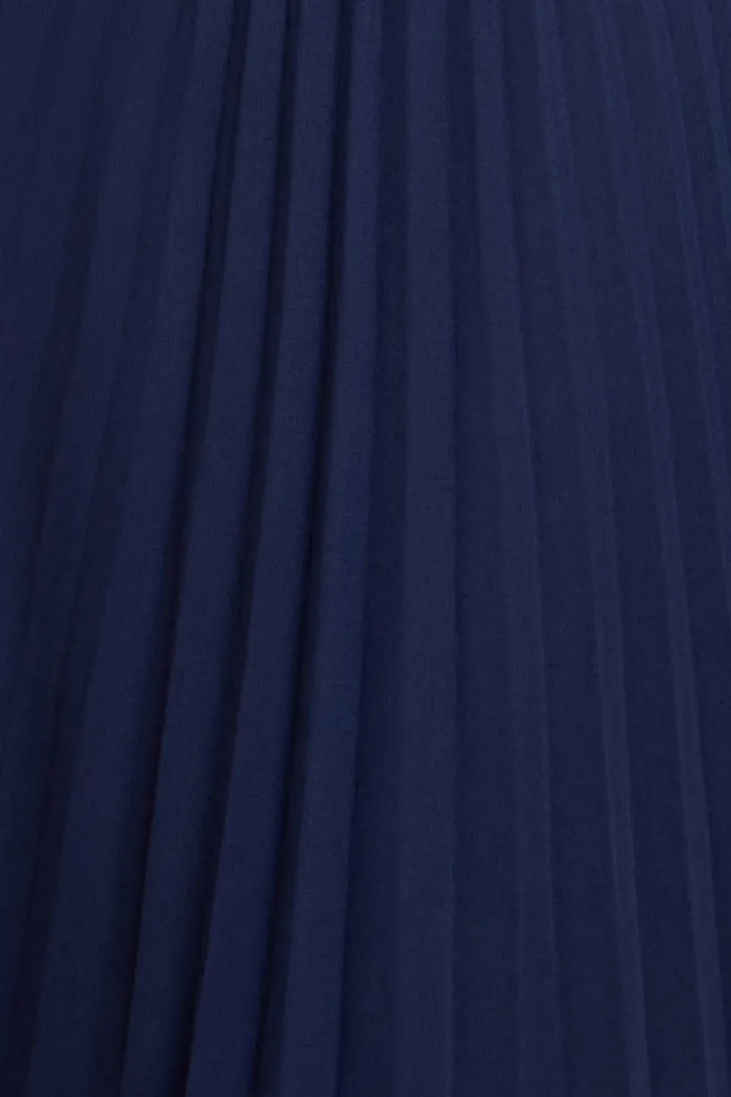 Balloon Sleeve Chiffon Maxi Dress - Navy Blue by Goddiva