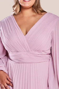 Balloon Sleeve Chiffon Maxi Dress - Pink by Goddiva Plus