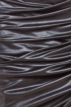 Bandeau Faux Leather Midi Dress - Black by City Goddess
