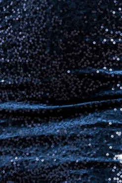Bandeau Sequin & Velvet Midi Dress - Navy by Goddiva
