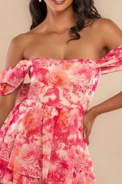Bardot Asymmetric Handkerchief Tier Midaxi - Blush by Goddiva