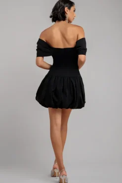 Bardot Babydoll Corset Mini Dress - Black by Goddiva