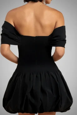 Bardot Babydoll Corset Mini Dress - Black by Goddiva