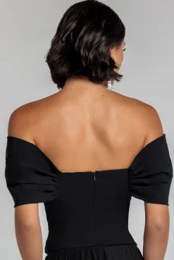 Bardot Corset Top - Black by Goddiva