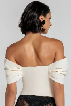 Bardot Corset Top - Cream by Goddiva