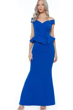 Bardot Crossover Maxi Dress - Vividblue by Goddiva