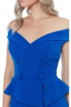 Bardot Crossover Maxi Dress - Vividblue by Goddiva