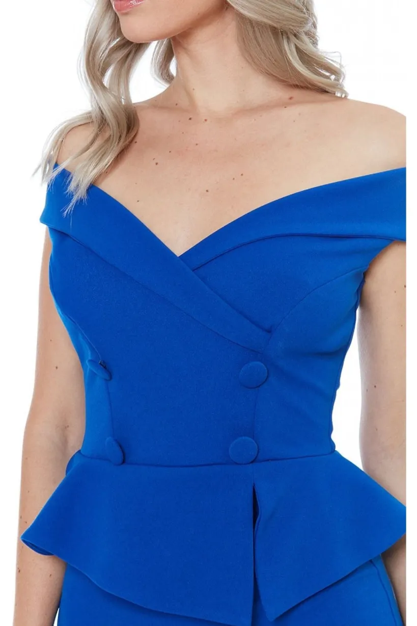 Bardot Crossover Maxi Dress - Vividblue by Goddiva