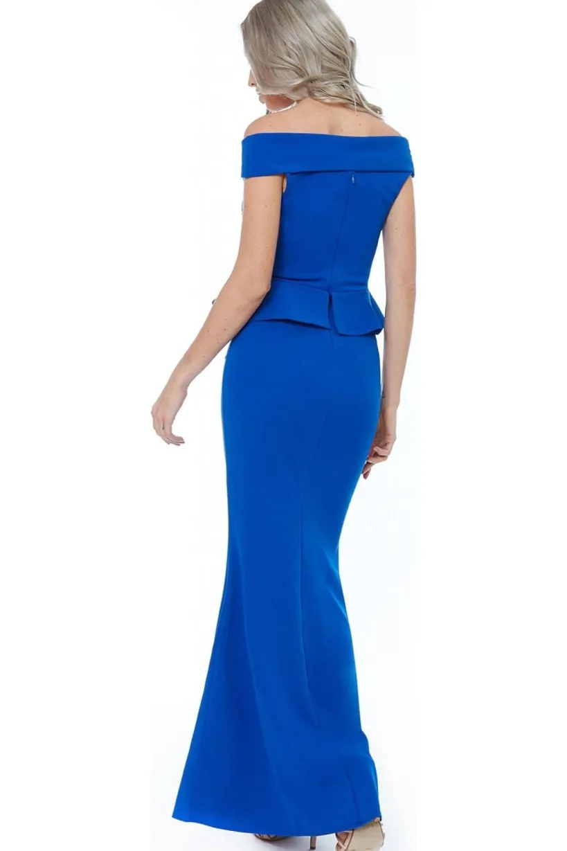 Bardot Crossover Maxi Dress - Vividblue by Goddiva