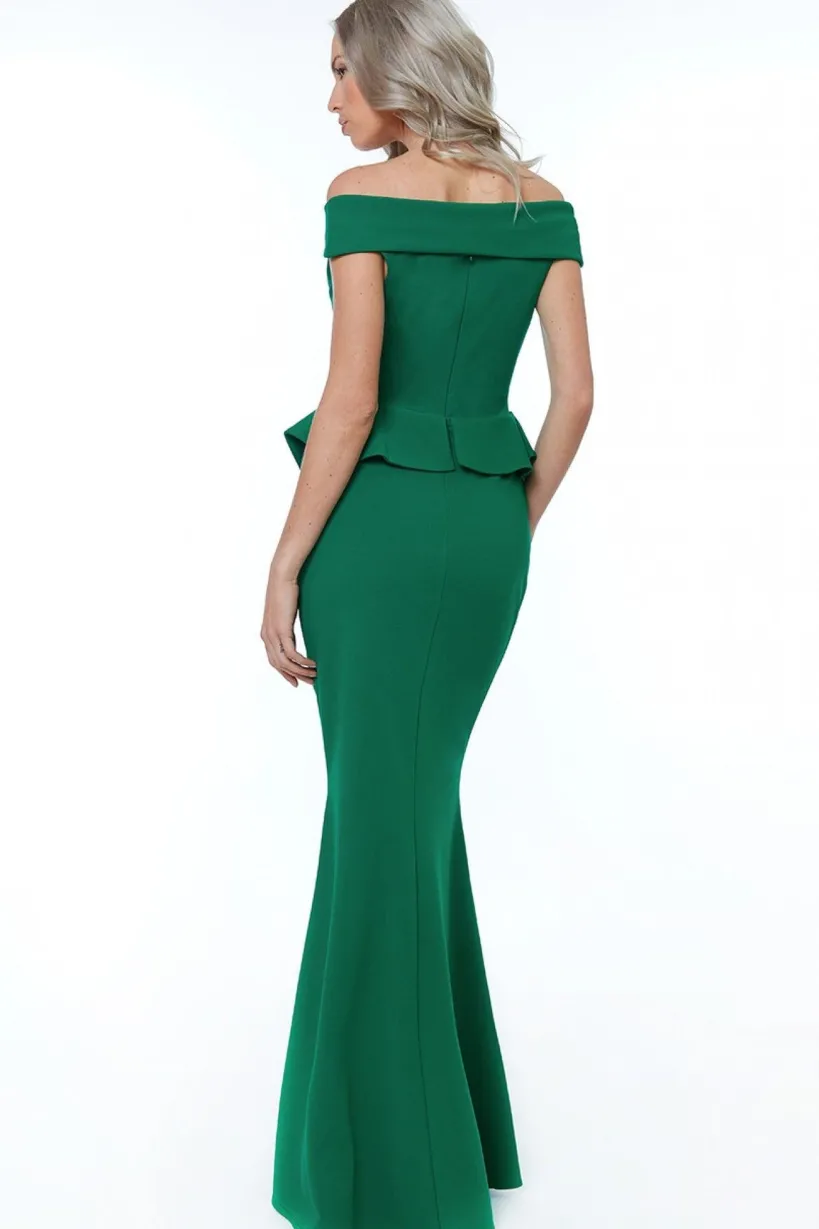 Bardot Crossover Maxi Dress - Vividemerald by Goddiva