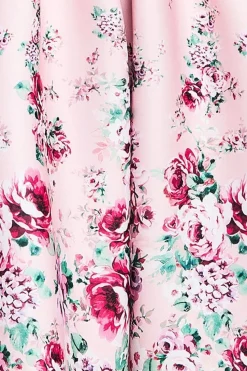 Bardot Floral Print A-Line Scuba Foam Midi Dress - Blush by Goddiva