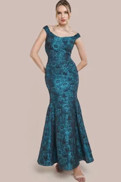 Bardot Jacquard Maxi Dress - Emerald by Goddiva