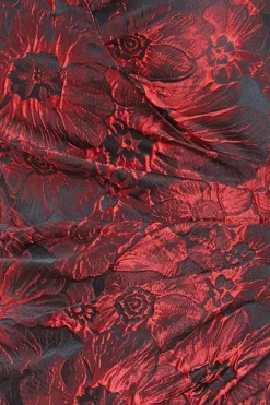 Bardot Jacquard Maxi Dress - Wine by Goddiva