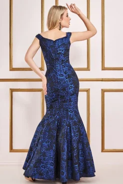 Bardot Jacquard Maxi Dress - Royal Blue by Goddiva