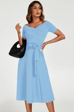 Bardot Midi Dress In Light Blue by FS Collection