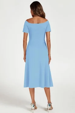 Bardot Midi Dress In Light Blue by FS Collection