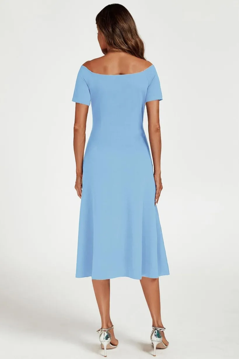 Bardot Midi Dress In Light Blue by FS Collection