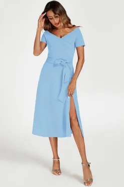 Bardot Midi Dress In Light Blue by FS Collection