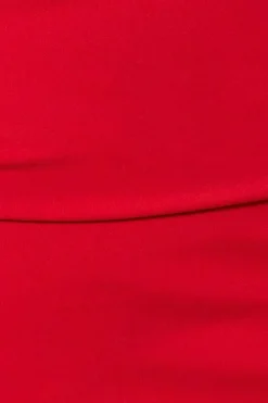 Bardot Pleated Maxi Dress - Red by Goddiva Plus