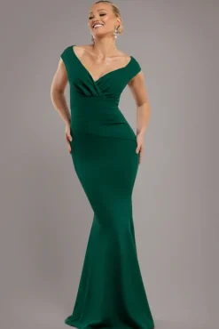 Bardot Pleated Maxi Dress - EmeraldGreen by Goddiva