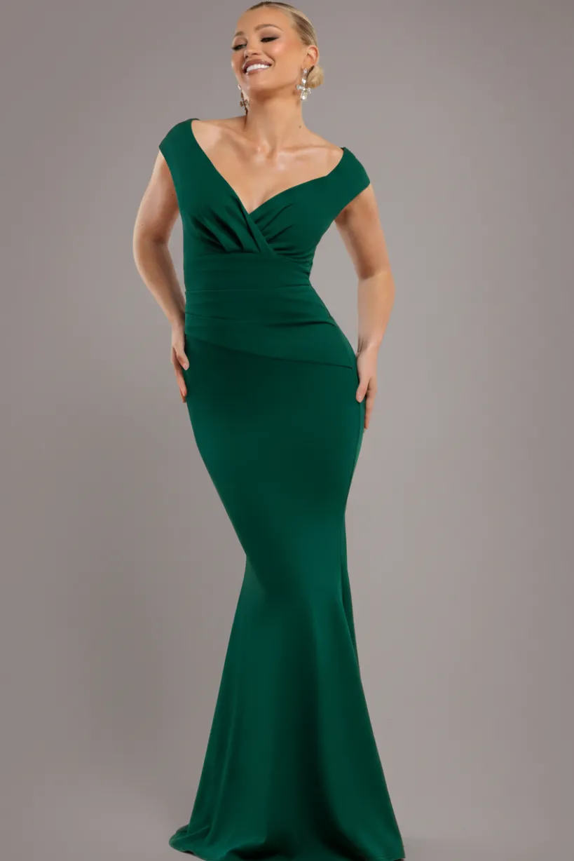 Bardot Pleated Maxi Dress - EmeraldGreen by Goddiva