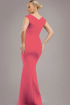 Bardot Pleated Maxi Dress - Coral by Goddiva
