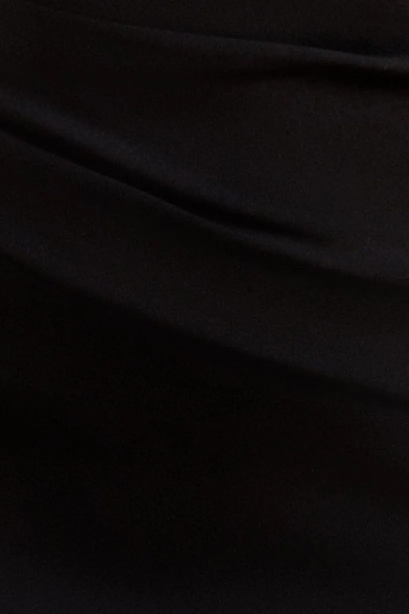 Bardot Pleated Maxi Dress - Black by Goddiva