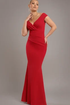 Bardot Pleated Maxi Dress - Red by Goddiva