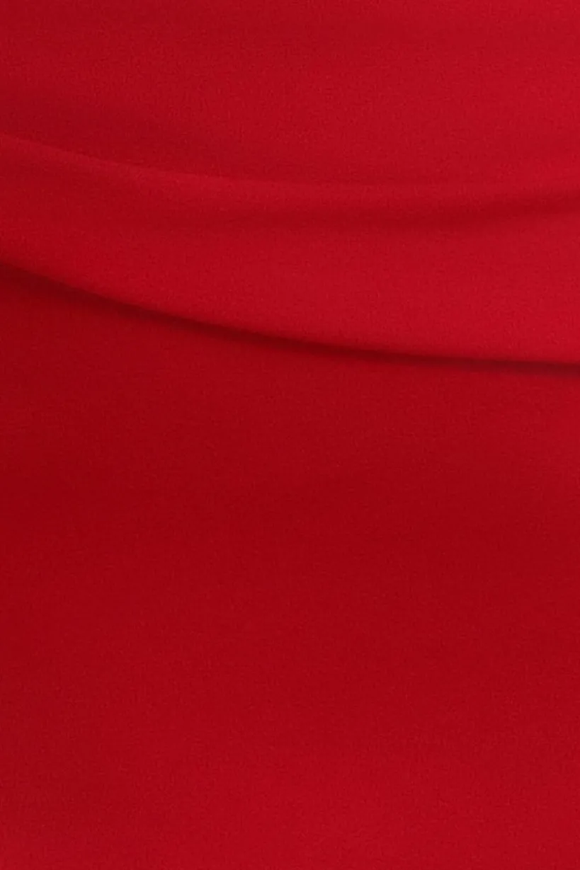 Bardot Pleated Maxi Dress - Red by Goddiva