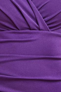 Bardot Pleated Maxi Dress - Purple by Goddiva