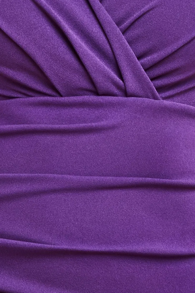 Bardot Pleated Maxi Dress - Purple by Goddiva