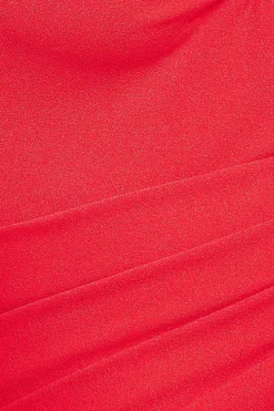 Bardot Pleated Maxi With Metal Trim Maxi Dress - Red by Goddiva