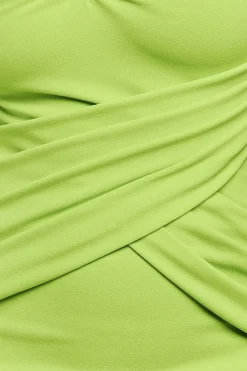 Bardot Pleated Maxi With Metal Trim Maxi Dress - Lime Green by Goddiva