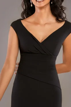 Bardot Pleated Midi Dress - Black by Goddiva