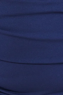 Bardot Pleated Midi Dress - Navy by Goddiva Plus