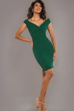 Bardot Pleated Midi Dress - Emerald Green by Goddiva