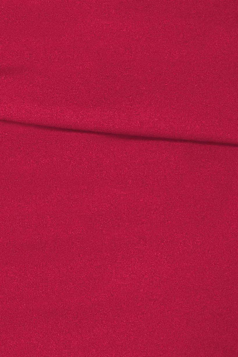 Bardot Pleated Midi Dress - Wine by Goddiva