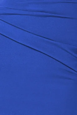 Bardot Pleated Midi Dress - Royal Blue by Goddiva